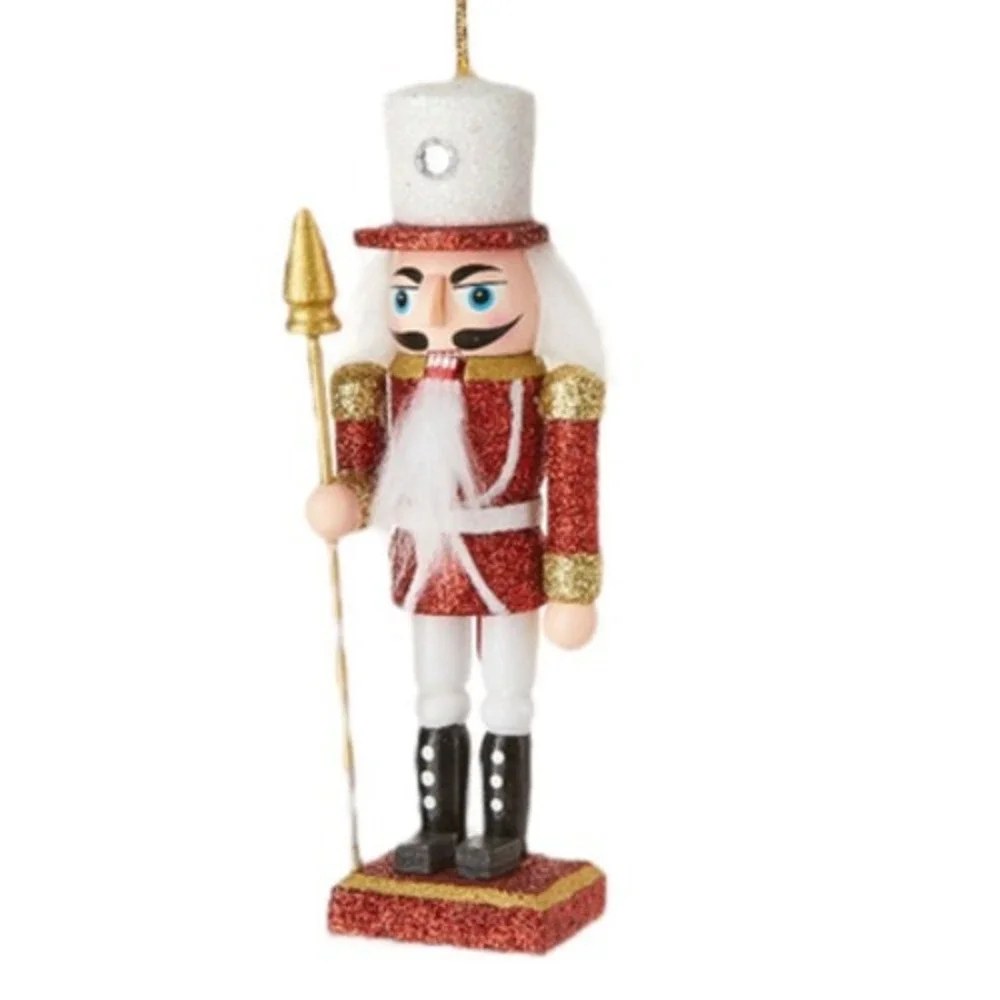 Nutcracker Ornament 4.5 in Red Gold Christmas Tree Ornament Rhinestone Crown New